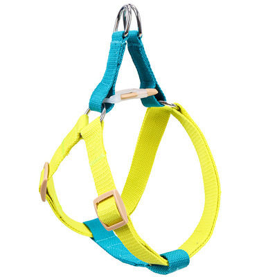 Dog traction rope chest harness-L size-blue and yellow