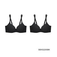 Sabina ซาบีน่า เสื้อชั้นใน (Set 2 ชิ้น)(มีโครง) Seamless Fit รุ่น S-Sixnatuer บัวตูม รหัส SBXS2200BK สีดำ