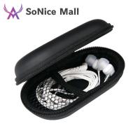 function Headphone Holder Case Earbuds Memory Card Usb Line Storage Pouch, Earphone Zipper Oval Cable Data Bag, Multi-