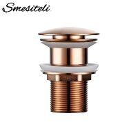 Smesiteli Non-Porous Push-Down Pop-Up Bathroom Drain Rose Gold Corrosion-Resistant Durable Without Overflow Hole Traps Drains