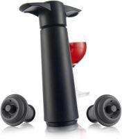 Vacu Vin Wine Saver Pump with 2 x Vacuum Bottle Stoppers - Black (Black with 2 wine stoppers)