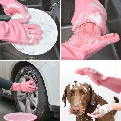 Silicone Cleaning Gloves Multifunction Magic Silicone Dish Washing Gloves Silicone Glove Kitchenware Safety Gloves