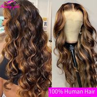 【jw】☢ 4/27 Wig Human Hair Wigs Wavy 13x1 T Part Transparent PrePlucked