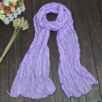 【CC】●﹍  New Pleated Scarf Luxury Color Polyester Children Thin Soft Hijabs Woman Headband Scarves Wholesale