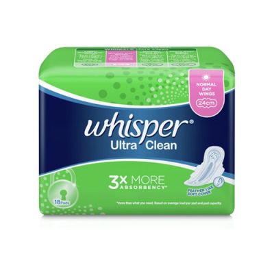( Promotion+++) คุ้มที่สุด Whisper Ultra clean (แบบมีปีก) 24 ซม. 18 ชิ้น ราคาดี วอลเปเปอร์ วอลเปเปอร์ ติด ผนัง วอลเปเปอร์ สวย ๆ วอลเปเปอร์ 3d