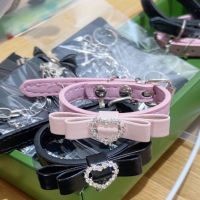 Leather Bowknot Rhinestone Heart Bracelet for Women Sweet Japanese Lolita Girl Y2k Aesthetic Accessories Harajuku Trendy Jewelry