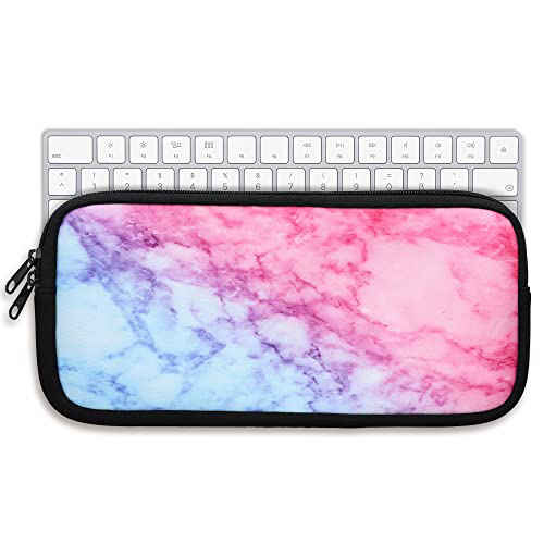 Marble Dust Cover with Zip kwmobile Neoprene Pouch Compatible with Apple Magic Keyboard with Numeric Keypad Light Blue/Violet/Dark Pink