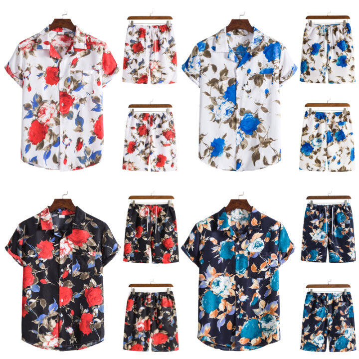 4 Color Baju Hawaii Men Hawaiian Shirt Beach Wear/Suit Shirts Baju ...