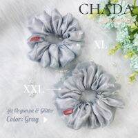 ยางรัดผม Organza Gray ผ้า 2 ชั้น ชาตินและออแกนดี้ Size | XL | XXL