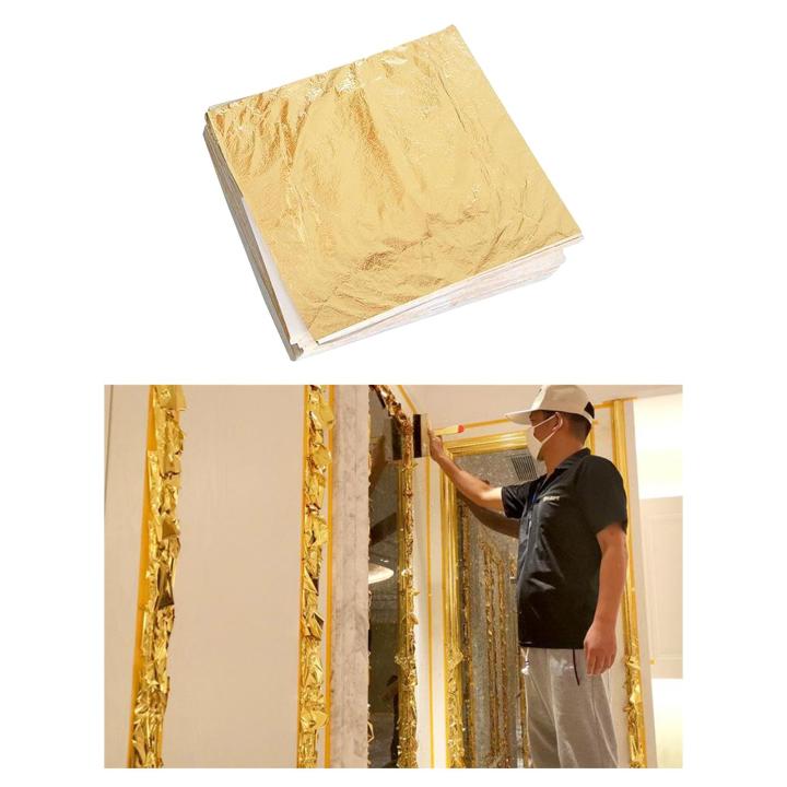 wdclever-กระดาษฟอยล์เทียม100ชิ้น14x14cm-งานฝีมือศิลปะสติกเกอร์ปิดทอง