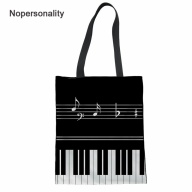 Nopersonality Music Note Print Shopping Bags Casual Cotton Cloth Ladies thumbnail