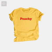 เสื้อยืด Peachy ตัวอักษรสีแดง เสื้อพีชชี่ เสื้อยืดสกรีน คอกลม แขนสั้น ไซส์ S - XXL