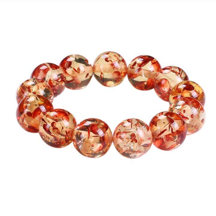 top-baltic-poppy-amber-beeswax-beeswax-bracelet-with-petals-beads-single-circle-amorphous-beauty-bracelet-zz