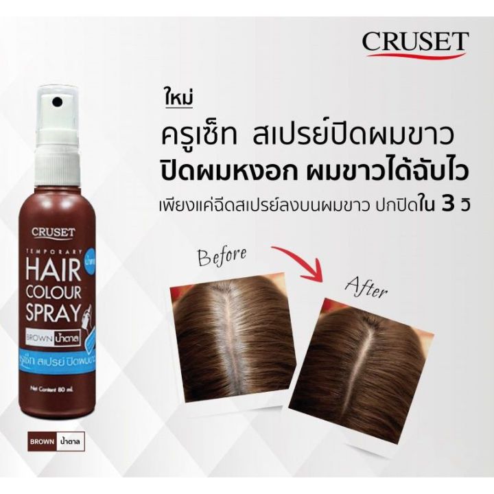 cruset-ครูเซ็ท-สเปรย์ปิดผมขาว-80-มล-สเปรย์ปิดผมขาว-ชั่วคราว-ปิดผมหงอก-ผมขาวได้ฉับไว-ล้างออกง่ายด้วยแชมพู