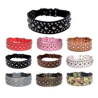 Bright Mushroom Nail Double Canvas Sturdy PU Dog Chain Leather Dog Collars Pink Dog Collar Personalised Dog Collar for Large Dog Furniture Protectors