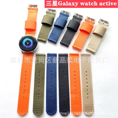 เหมาะสำหรับ Samsung Galaxy watch active สายนาฬิกาสายนาฬิกาผ้าใบไนลอน 20MM สายนาฬิกาผ้าใบทอ