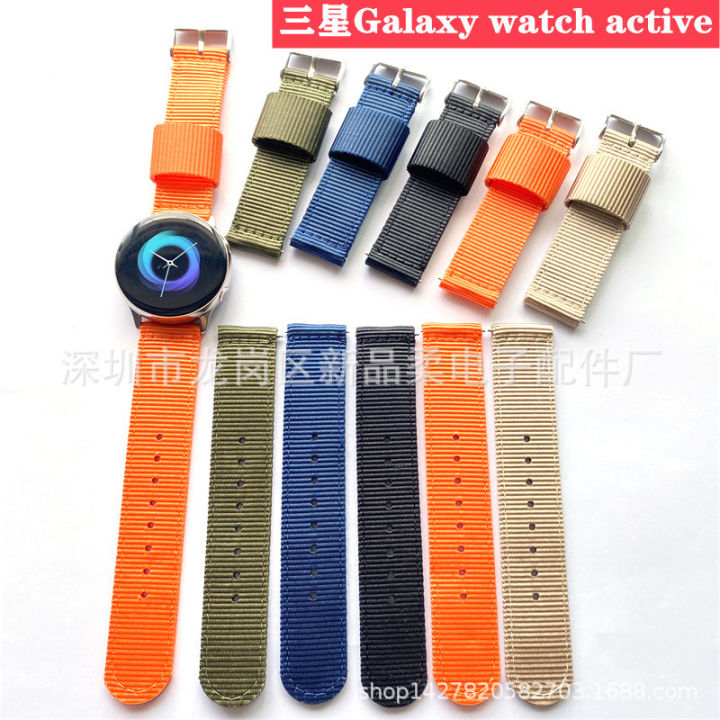 เหมาะสำหรับ-samsung-galaxy-watch-active-สายนาฬิกาสายนาฬิกาผ้าใบไนลอน-20mm-สายนาฬิกาผ้าใบทอ