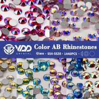 VDD 1440Pcs Color AB Glass Rhinestones Crystal Glitter Diamond Strass Flatback Stones Nail Art Decorations Craft DIY Accessories