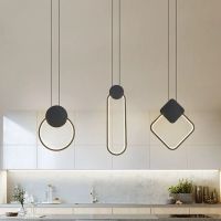 Nordic Minimalist Black ring Pendant Lamp with Long Wire Dimmable LED High Ceiling Hanging Light for Bedside Decor