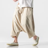 [COD] 2022 summer new mens large size Chinese style and linen straight casual loose wide-leg hanging crotch