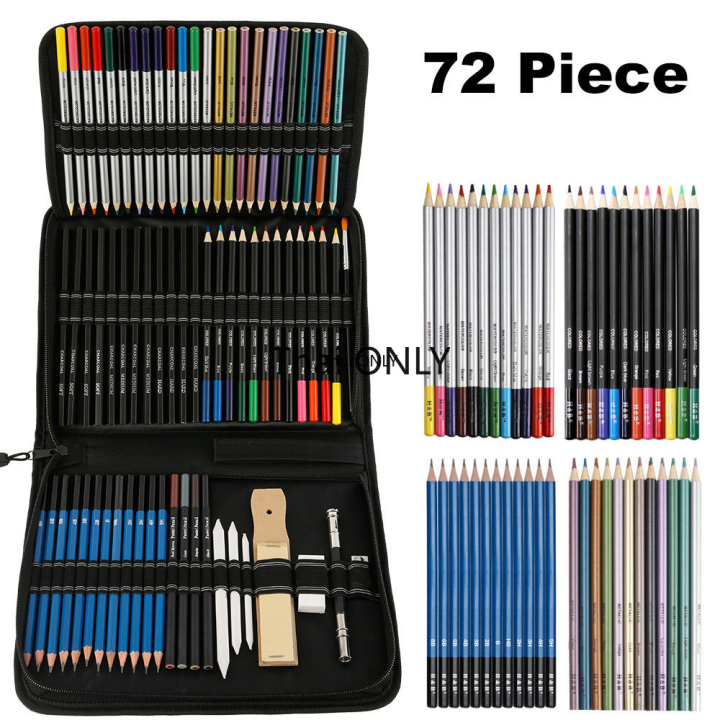 H&B 72 Drawing & Art Supplies Kit, Colored Sketching Pencils Set