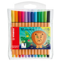 STABILO สตาบิโล ปากกา Point 88 Mini Funnimals ปากกาสีหมึกน้ำ หัวเข็ม Fibre-Tip Pen ชุด 12 สี