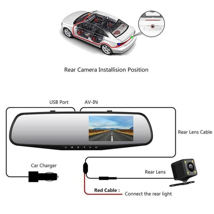 dash-cam-recorder-บันทึกการขับขี่รถยนต์4-3นิ้ว-lcd-dvr-บันทึกการขับขี่รถยนต์170-มุมกว้างเลนส์คู่บันทึกการขับขี่-hd-1080p-สำหรับรถยนต์