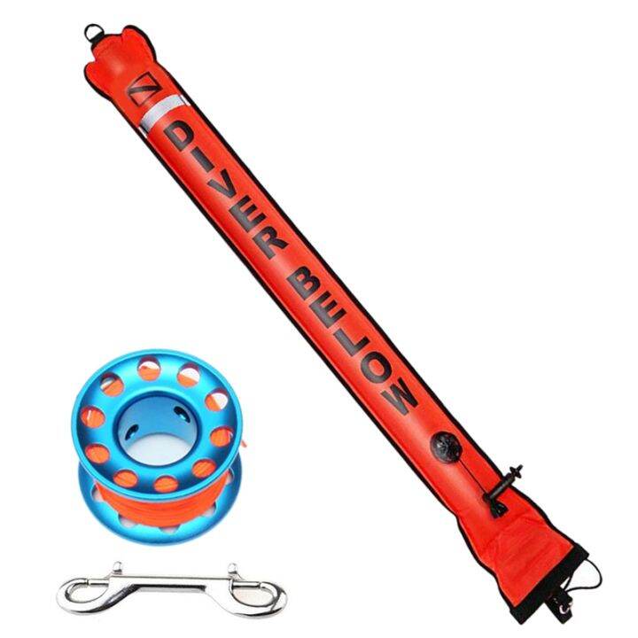 180X15cm SMB Surface Marker Buoy with 100Ft Finger Spool Reel Diver