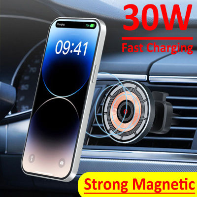 30W Magnetic Car Wireless Charger Air Vent Car Phone Holder Mount for iPhone 14 13 12 Pro Max Macsafe Car Fast Charging Station