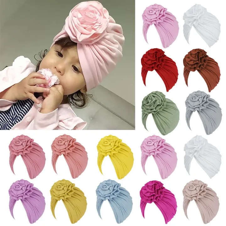 Cute Headwear Cotton Soft Baby Girl Hat Infant Turban
