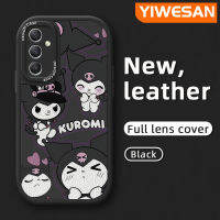 YIWESAN เคสปลอกสำหรับ Samsung A34 A14 5G เคสลายการ์ตูนน่ารัก Kuromi เคสโทรศัพท์หนังดีไซน์ใหม่บางกันกระแทกเคสซิลิโคนแบบนิ่มฝาครอบเลนส์เต็มรูปแบบเคสป้องกันกล้อง