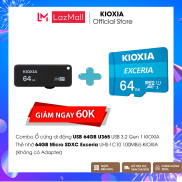 Combo kết hợp ổ cứng di động 64GB U365 USB 3.2 Gen 1 Kioxia và Thẻ nhớ