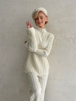 【DT】hot！ Ribbed Knit Piece Set Tracksuit Korean 2 Sets Womens Outfits Pants Knitted Matching
