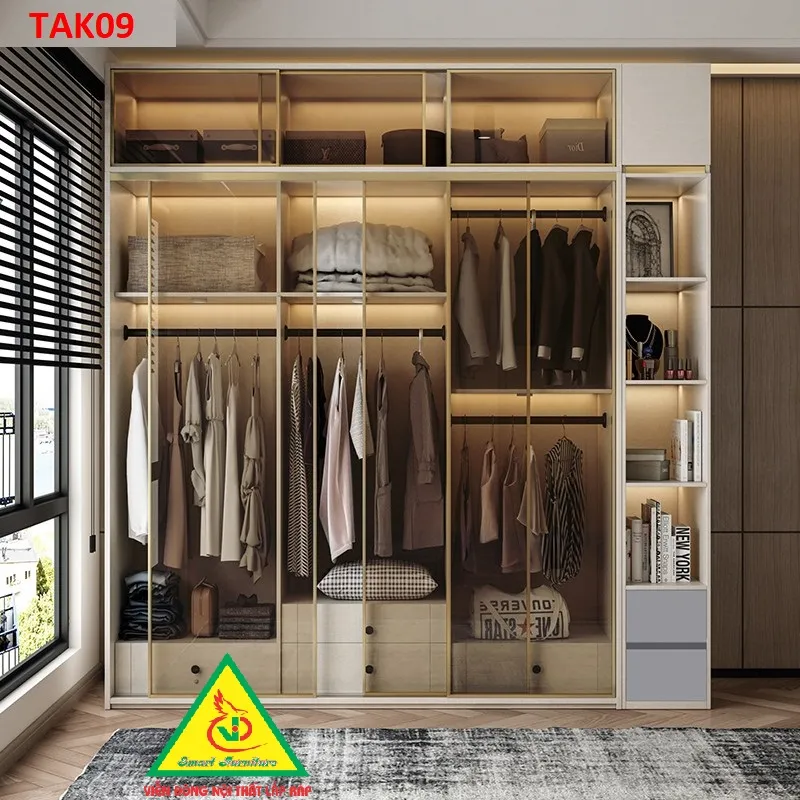 Tủ Quần Áo Cánh Kính Khung Nhôm Hiện Đại Cánh Lùa Tak09 ( Giá Mét Vuông Tủ)  | Lazada.Vn