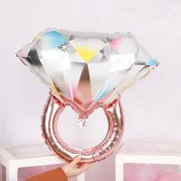 1pc 61*64cm Rose Gold Champagne Wedding Diamond Ring Mylar Balloon Event Party Decorations Kit Valentines Day Bridal Shower Toy Balloons