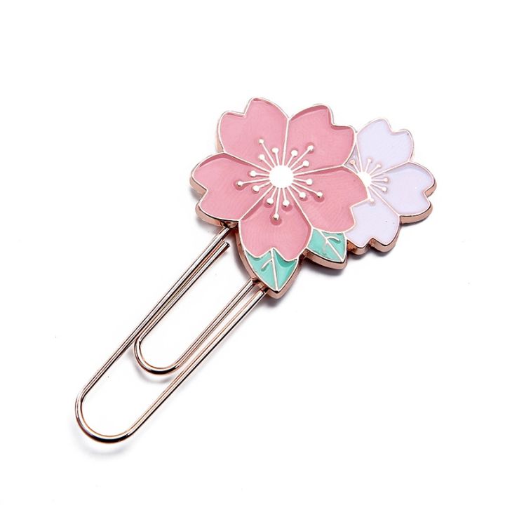 1pc-sakura-blossom-pink-white-black-metal-bookmarks-paper-clip-marker-of-page-student-school-office-supply