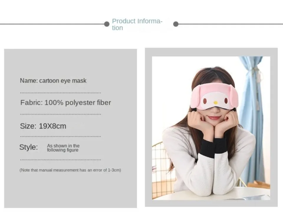 Sanrio estilo japonês cinnamoroll dormir blindfold macio pelúcia máscaras  de olho bonito anime kuromi capa de olho máscara de pelúcia eyepatch  melodia - AliExpress