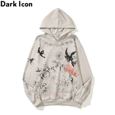 ✔☢ เสื้อกันหนาวผ้าฝ้ายชาย Hoodies พิมพ์ลาย Dark Graffiti