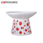 LIZHOUMIL Pet Feeding Bowls With Polka Dots Pattern Neck Protection Anti