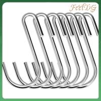 FEELDG 30PCS เหล็กไร้สนิม ตะขอรูปตัว S เงินสีดำ 2.48นิ้วค่ะ ชั้นเก็บของติดผนัง ทนทานสำหรับงานหนัก ตะขอสแตนเลส S กระถางแขวนผนัง