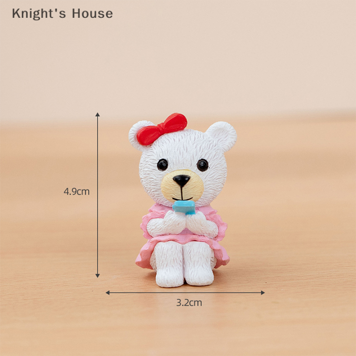 knights-house-โบว์คู่หมีรูปการ์ตูนสุดสร้างสรรค์งานฝีมือทำจากเรซิ่นภูมิทัศน์ไมโครอุปกรณ์ตกแต่งรถตั้งโต๊ะเครื่องประดับในสวน