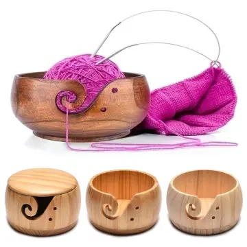 Portable Wrist Yarn Holder for Knitting Crochet Yarn Wood Bowl