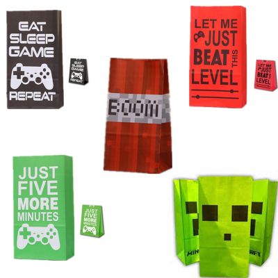 【YF】▥✕  MINERFORT Pixelated Mosaic Game Paper bag Birthday Decorations paper Kids Supplies