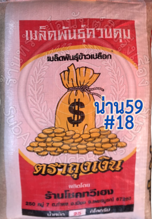 ส่งฟรี-น่าน59-เบอร์18-พันธุ์ข้าวเหนียวหอม-กข6-เตี้ย-น่าน59-เบอร์-18