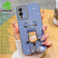 สำหรับ Infinix Hot 20 Play 12 Play 11 Play 10 Pay 9 Play Hot 20S 20i Hot 12i Note 10 Pro Note 11S NFC Note 11 Pro Note 12 G96 Note 12 Pro VIP Smart 5 Pro เคสเคสมือถือนิ่มรูปหมีรุนแรง6 Kacang Gula อัจฉริยะชุบทองหรูหรา