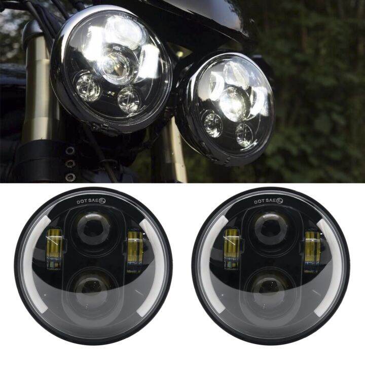 น้ำมัน-รถจักรยานยนต์รถยนต์5-75ไฟหน้า-led-นิ้วสำหรับ-harley-sportster-1200-xl883จรวดชัยชนะ5-3-4ไฟวงแหวนฮาโลไฟหน้าแบบกลม