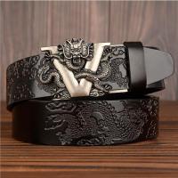 Men Gold Silver Dragon Automatic Buckle Luxury Designer Genuine Leather Belt Fashion Three Dimensional Carving Jeans BCD040