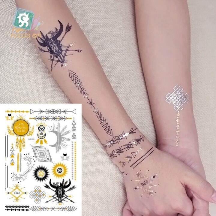 yf-rocooart-flash-metallic-waterproof-temporary-tattoo-gold-silver-tatoo-women-henna-flower-taty-indian-arabic-sticker