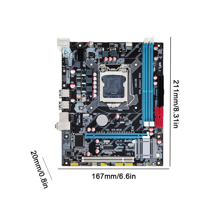 เมนบอร์ดเดสก์ท็อป-lga1156หน่วยความจำแรม16กิกะไบต์แผงวงจรคอมพิวเตอร์-ddr3เมนบอร์ดพีซี4-sata-usb2-0สองช่องสัญญาณสำหรับ-i3-530