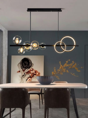 2022โคมระย้าสีดำสำหรับบ้านครัวห้องนั่งเล่นห้องรับประทานอาหารที่ทันสมัยวินเทจกระจกบอล LED แขวนเพดานจี้โคมไฟโคมไฟ